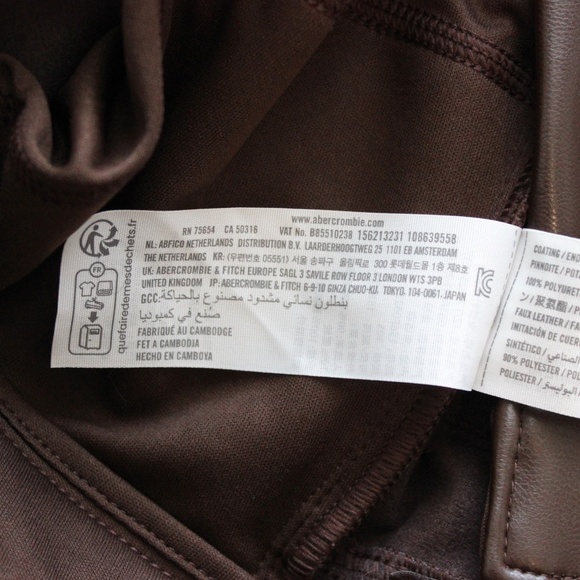 Abercrombie & Fitch High Rise Faux Leather Pants- Brown Curve Love Size 30 Short - Picture 13 of 16